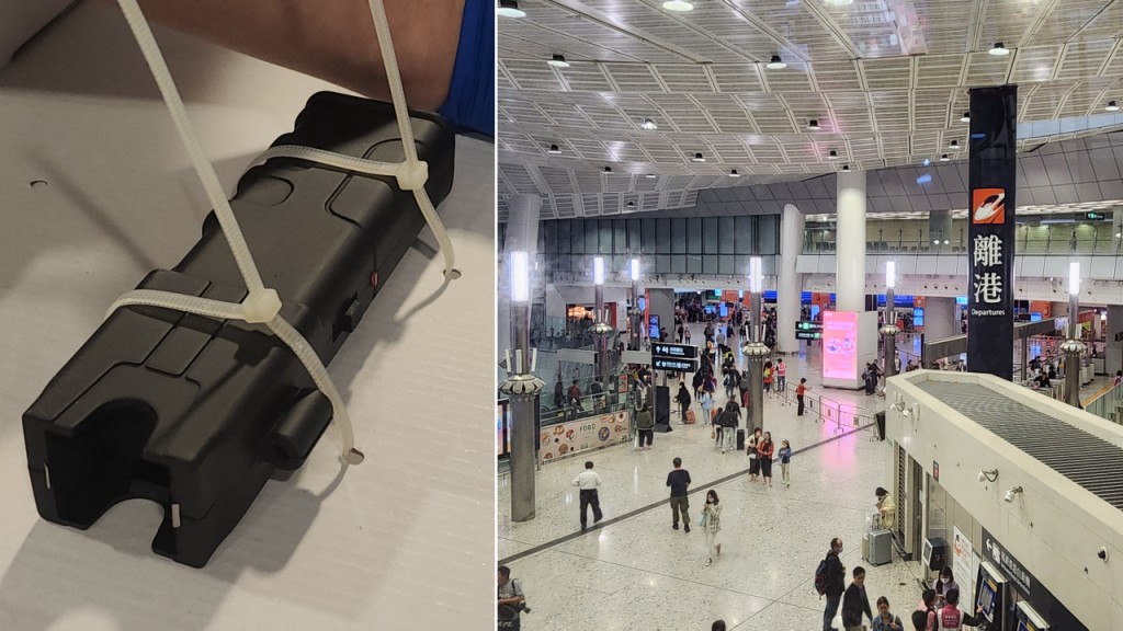 西九龍高鐵站大堂驚現電槍 職員報警處理。黃文威攝