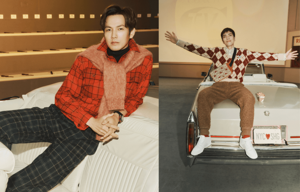 凭古装剧《锦心似玉》人气再急升钟汉良(左)及台湾金曲歌王萧敬腾(右)穿着Coach冬季系列出席时装骚,前者以红配黑色的恤衫、西裤及皮鞋,塑造复古雅士的造型。后者则以怀旧学院Look,配衬Crossbody Bag,展现活泼跳脱一面。