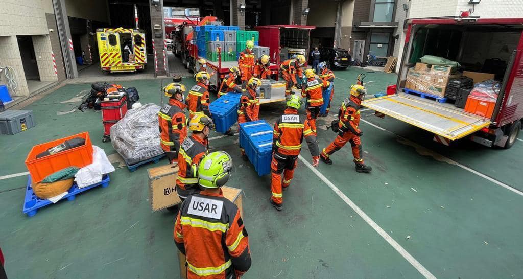 消防處爭取於今年認證為中型國際救援隊伍，圖為消防處去年初前往土耳其地震災區支援圖片。消防處FB