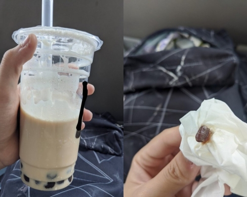台女飲珍珠奶茶飲出蟑螂蛋。網圖