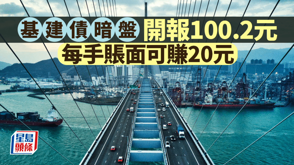 基建債暗盤開報100.2元 每手賬面可賺20元