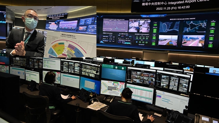 機管局新一代中央控制中心今年6月亦啟用,左上圖為姚兆聰。梁文輝攝