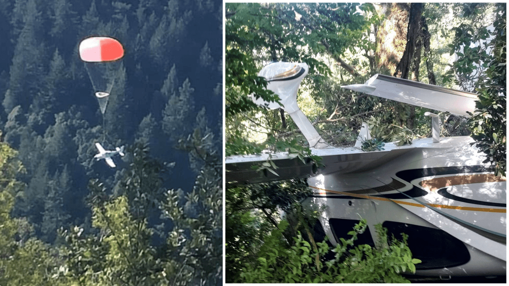 男子危急瞬間打開「飛機降落傘」救全家。 Shelter Cove Fire Dept.