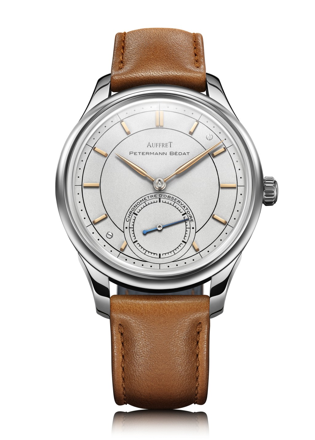 Petermann Bédat與Auffret Paris合推的Chronometre d'Observatoire，錶殼：38.3mm不鏽鋼/ 機芯：Zenith 135手上鏈/ 估價：50,000至100,000瑞郎/ 成交：240,000瑞郎/ 超估價：2.4倍。