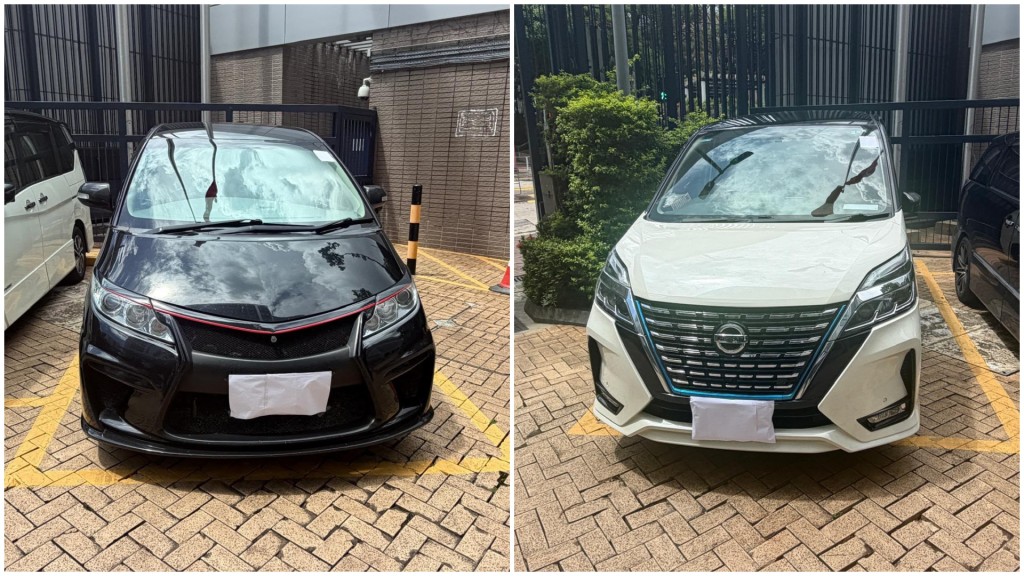 警方扣查的两部白牌车。