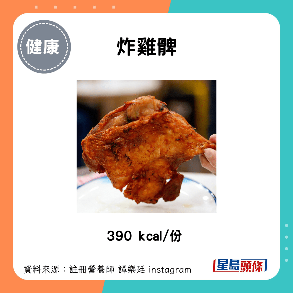 炸雞髀：390 kcal/份