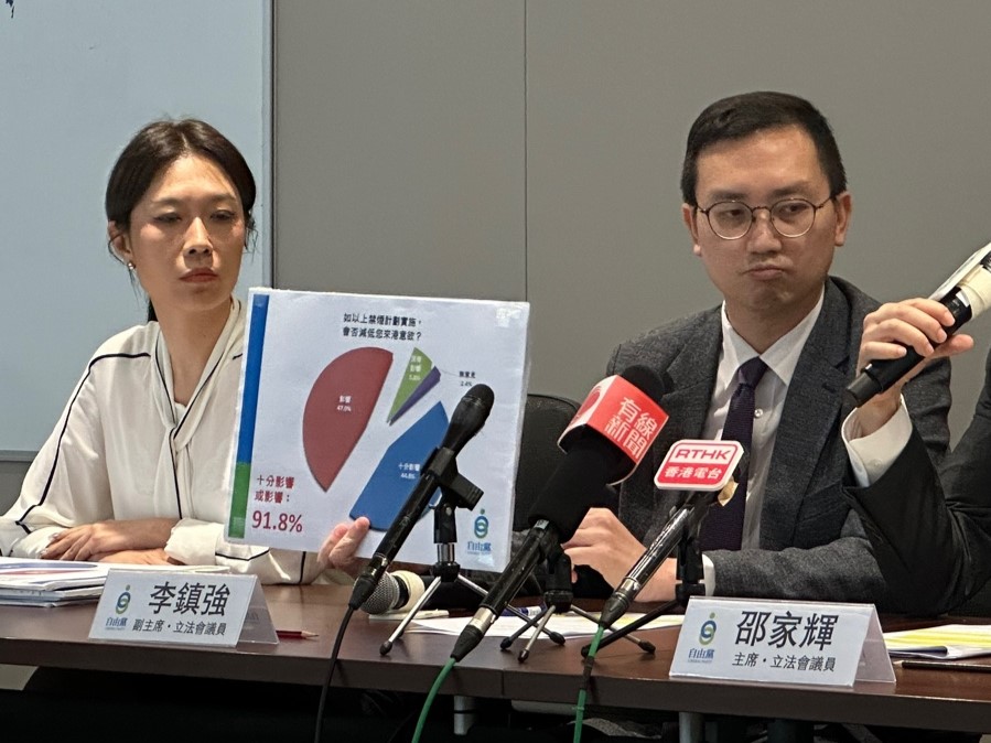 立法會議員李鎮強(右)表示，政府應在吸煙者和非吸煙人士取得平衡。