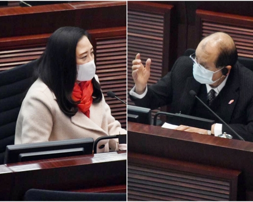 葛珮帆(左)問及英國變種毒株問題,張建宗(右)表示關注。