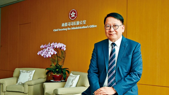 政務司司長陳國基回顧上任一周年工作,以「由守轉攻」四字形容這一年的工作。資料圖片