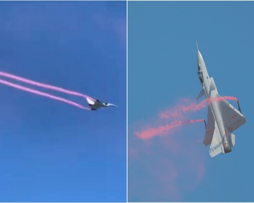 歼10B向量实验机表演眼镜蛇动作。网上图片