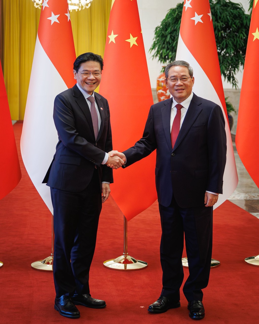 黃循財23日與李強會面。X@LawrenceWongST 黃循財23日與李強會面。X@LawrenceWongST