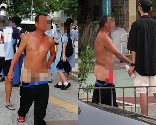 大埔男子疑不滿組人鏈女生滋擾所以露出下體。天龍洸及Rachel Luk圖片