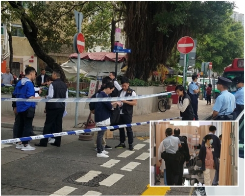 一對男女上水遇劫被斬傷,傷者(小圖)送院。歐陽偉光攝/讀者提供