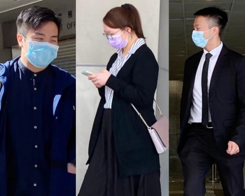 同案其餘3名被告。左起：莫震熙、黎芷欣、吳啟鑫 。