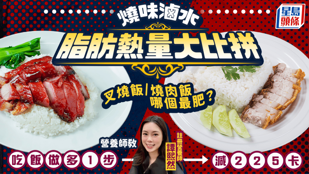 叉烧饭/烧肉饭哪个最肥？烧味卤水卡路里大比拼 营养师教吃饭做多1步即减225卡
