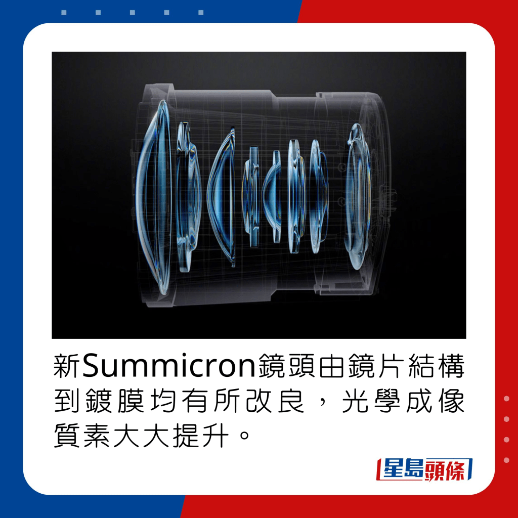 新Summicron鏡頭由鏡片到鍍膜均有所改良，光學成像質素大大提升。