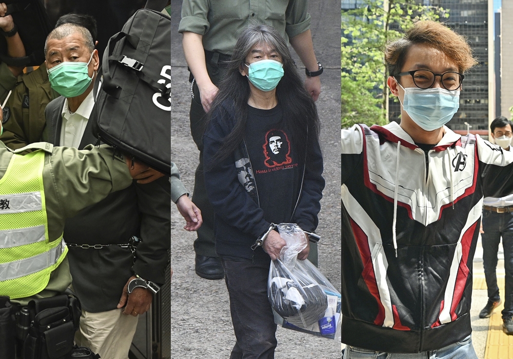 左起:黎智英、梁國雄、陳皓桓。資料圖片
