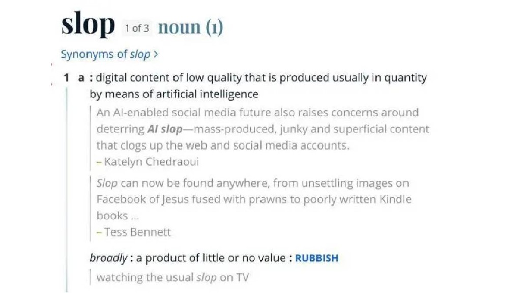 《韋氏詞典》中「Slop」的解釋。(網上圖片) 《韋氏詞典》中「Slop」的解釋。(網上圖片)
