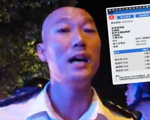 片中自稱八鄉分區指揮官李漢民。 網上片段截圖