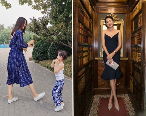 張梓琳於2013年與圈外男友聶磊結婚後，2016年育有女兒Evelyn。　微博圖片