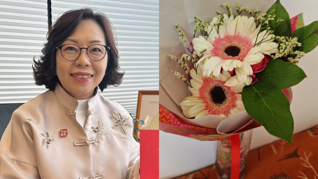 麥美娟表示，收到宏福苑居民盧女士送贈一束花。麥美娟fb／資料圖片　
