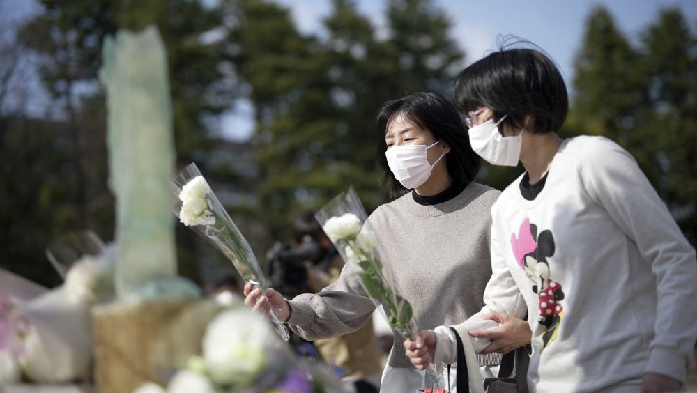日本311大地震11周年,當地多處有悼念活動。AP