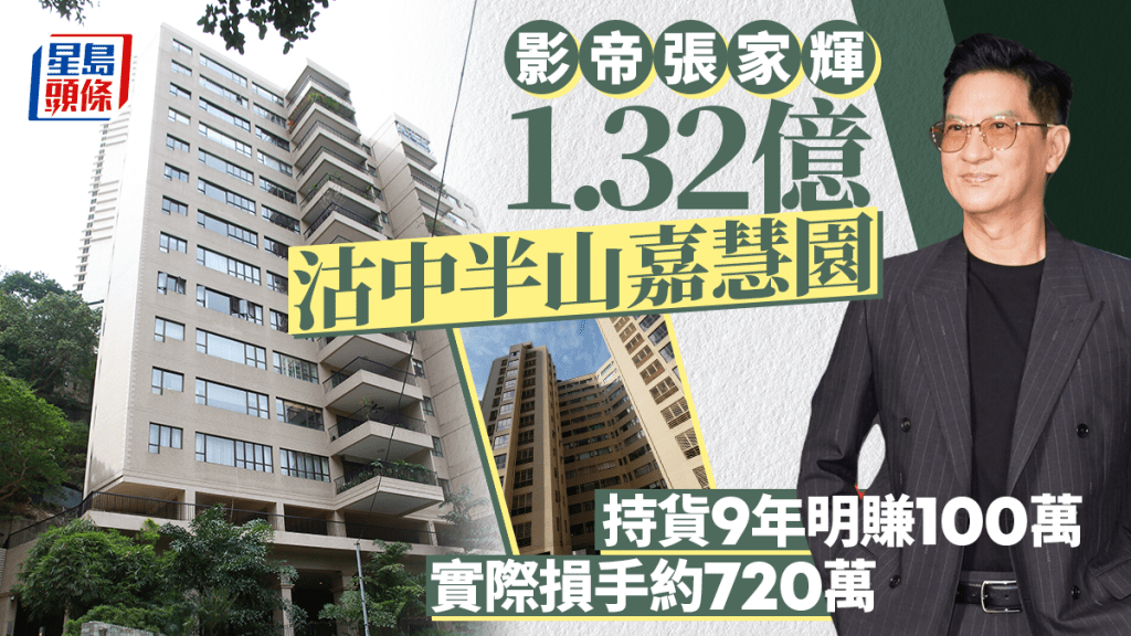 影帝張家輝1.32億沽中半山嘉慧園 持貨9年明賺100萬 實際損手約720萬