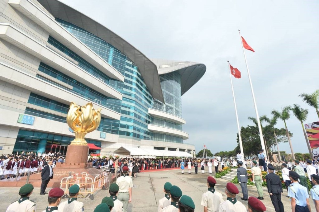 灣仔擬建北都展館的選址，附近有會展及金紫荊廣場。