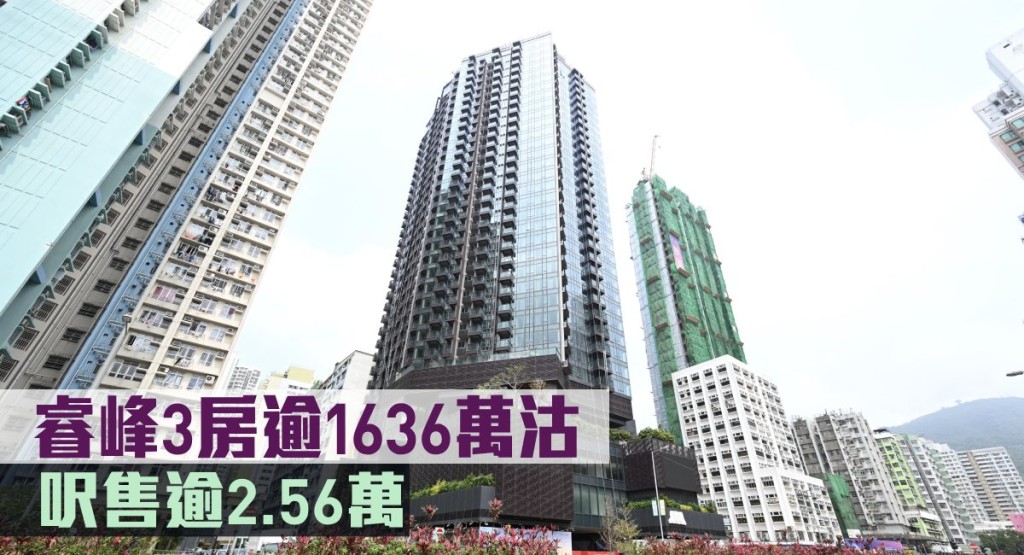睿峰3房逾1636萬沽,呎售2.56萬。