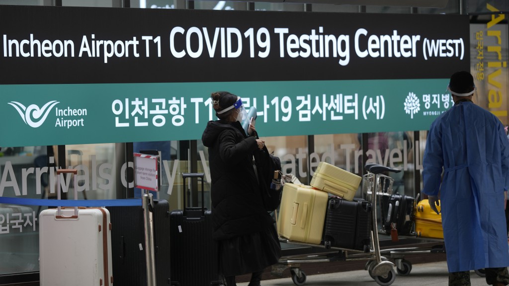 南韩政府表示，韩方加强自华入境防疫的措施有其科学、客观的依据。 AP