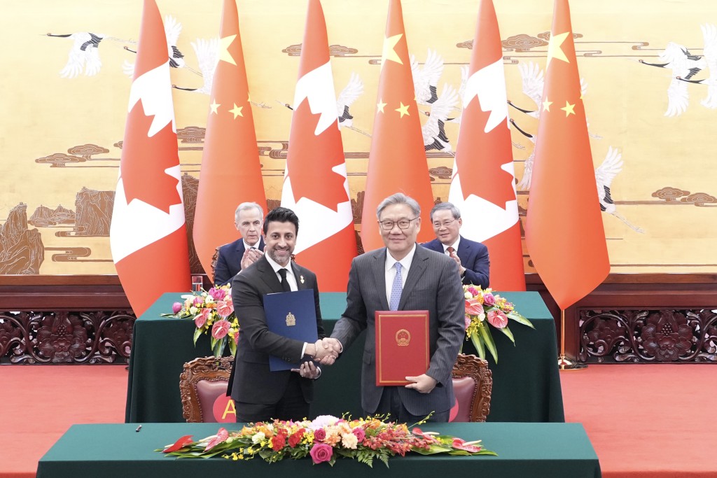 兩國總理共同見證簽署經貿、海關、能源、建築、文化、公共安全等多項合作文件。中新社