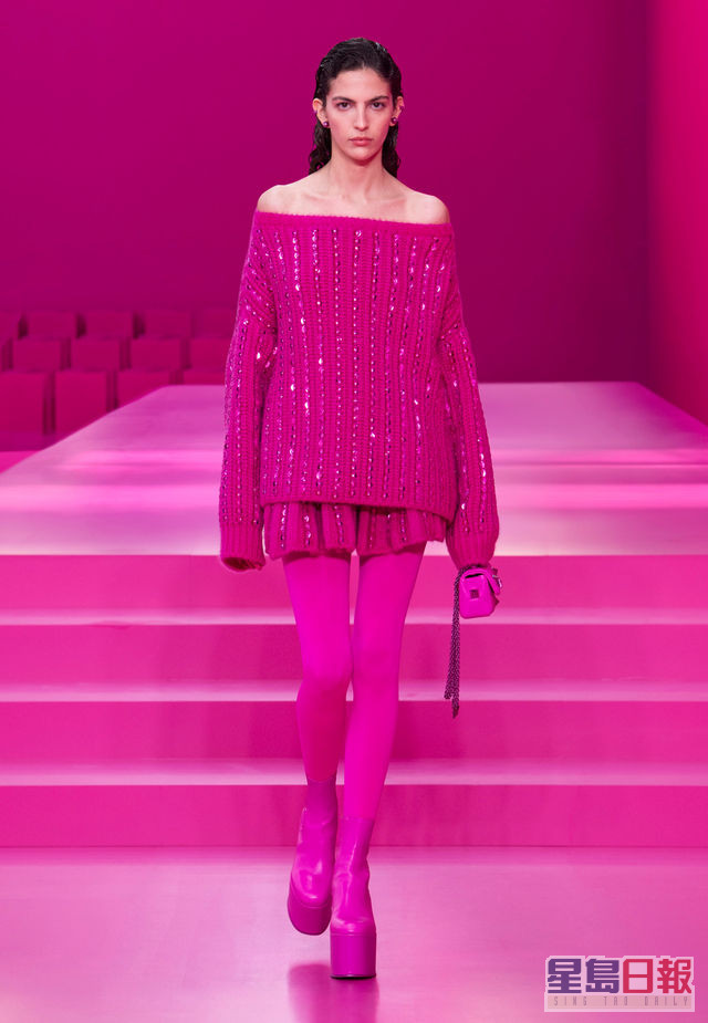 其实张栢芝所着的是Valentino Pink PP Collection今季最新款。