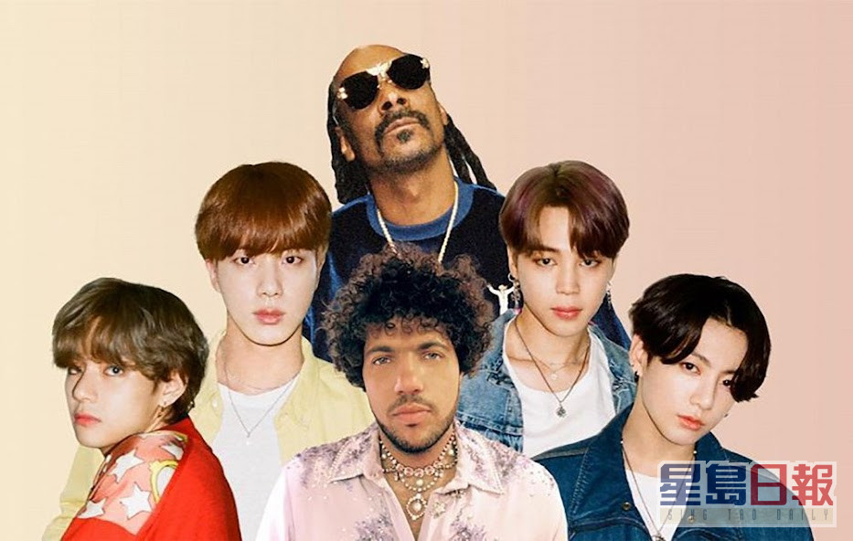 BTS成员Jin、Jimin、V、柾国与Benny Blanco和Snoop Dogg合作新歌创佳绩。