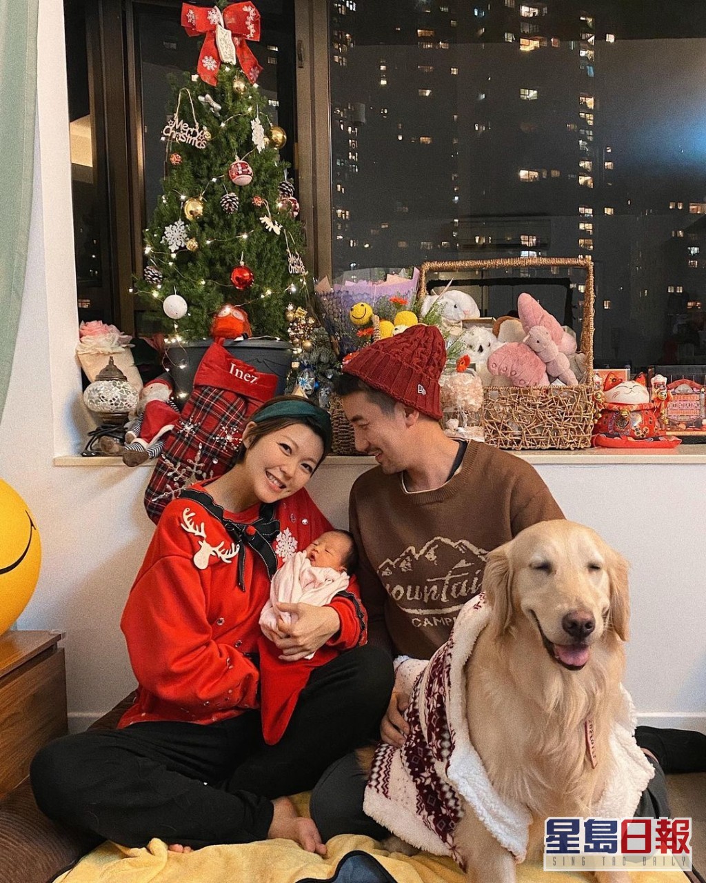 囡囡赶得切圣诞前出世，一家三口加只狗齐过圣诞。