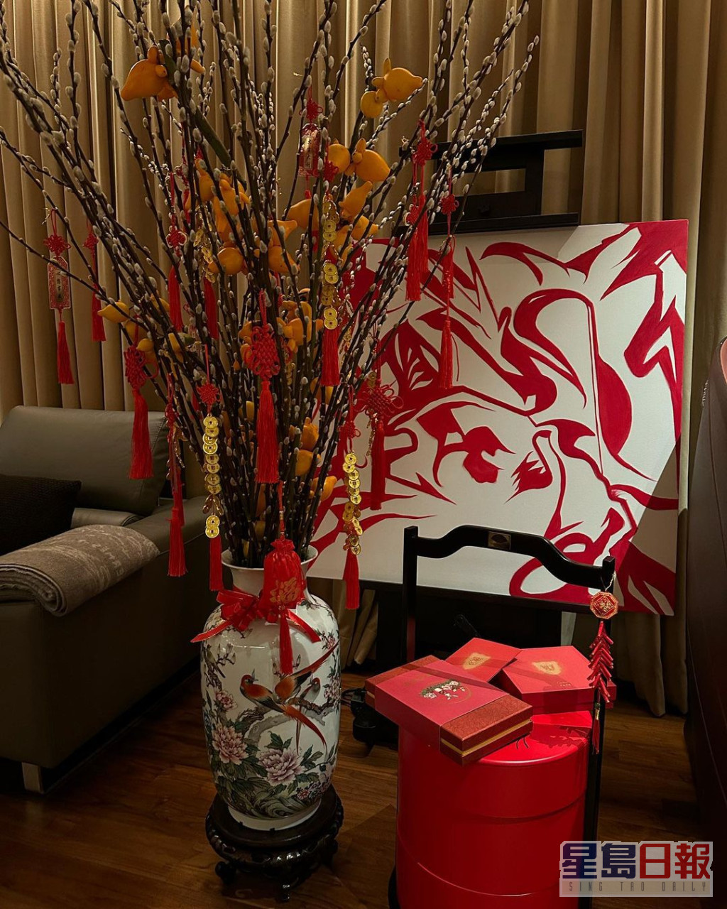 郭富城同時貼出家中客廳其中一個角落，好有新春氣氛！