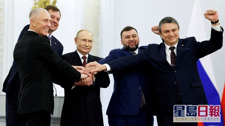扎波羅熱及另外三個烏克蘭俄佔區加入俄羅斯。路透社圖片