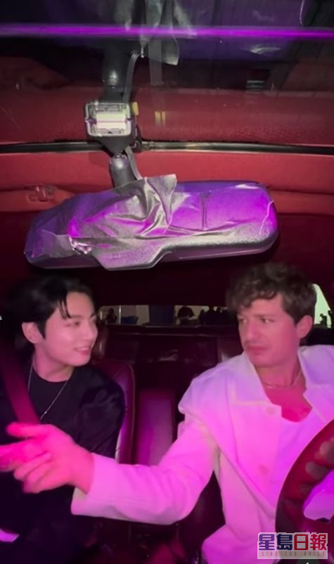 Charlie早前大晒MV拍攝花絮，二人在車內跟着節拍搖頭舞動。