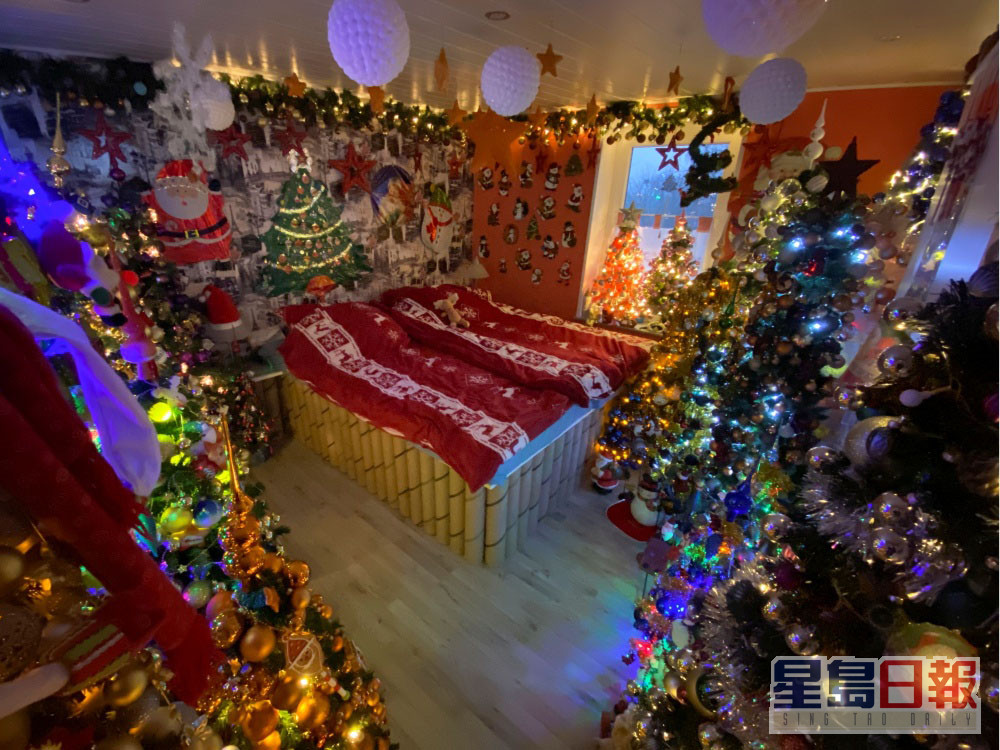 杰洛敏夫妇布置的圣诞树没有任何装饰重复。路透社图片