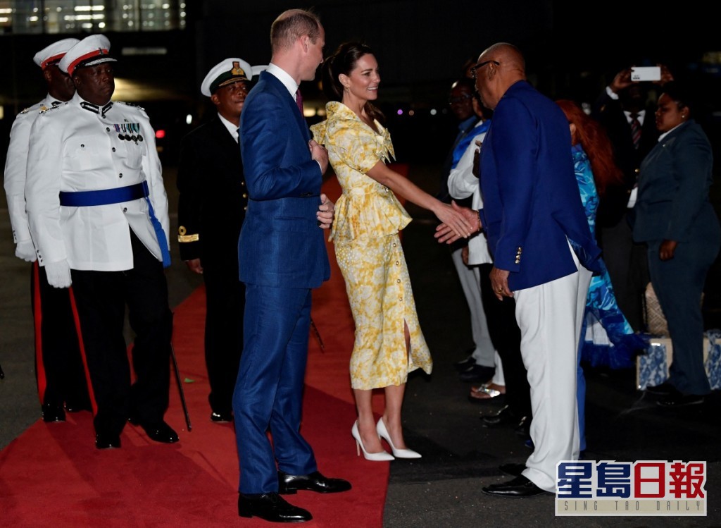 威廉王子伉儷抵巴哈馬訪問。REUTERS