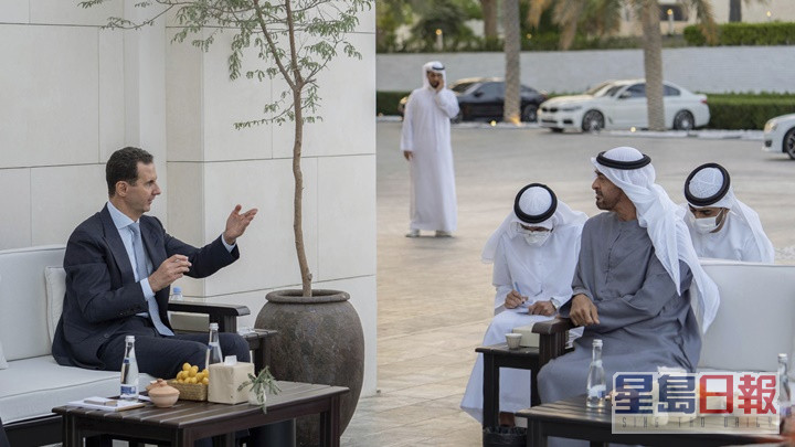 巴沙爾與阿聯酋皇儲納哈揚進行會談。AP圖片