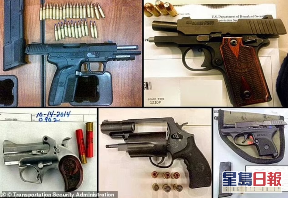 TSA检获的枪械。互联网图片