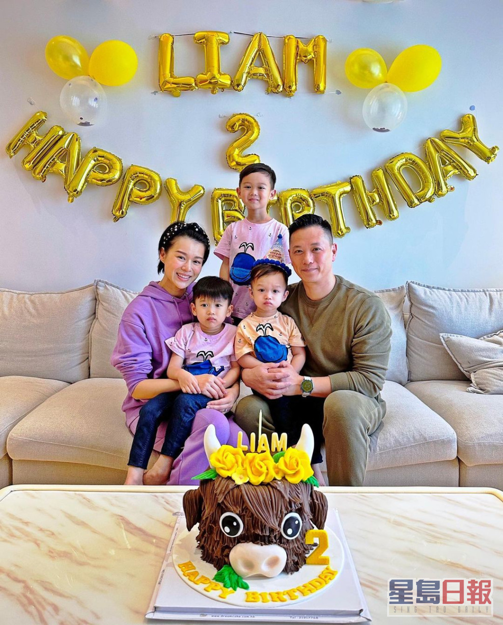 李乘德與胡杏兒上月為幼子Liam慶祝兩歲生日。