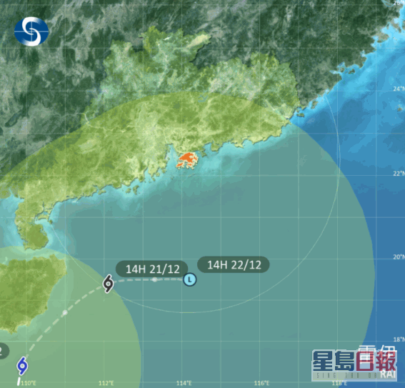 雷伊进入香港400公里范围后会减弱为热带低气压。