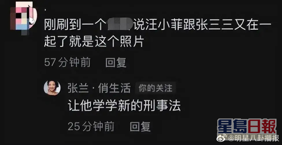 有网民向张兰求证，张兰以11字回覆。