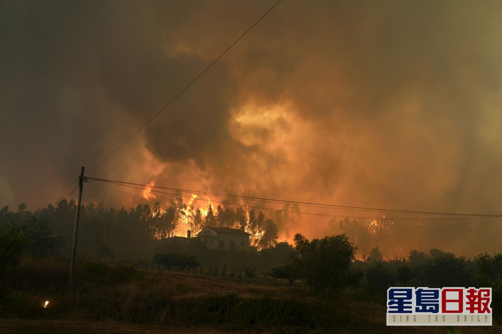 葡萄牙持續高溫令山火蔓延。AP