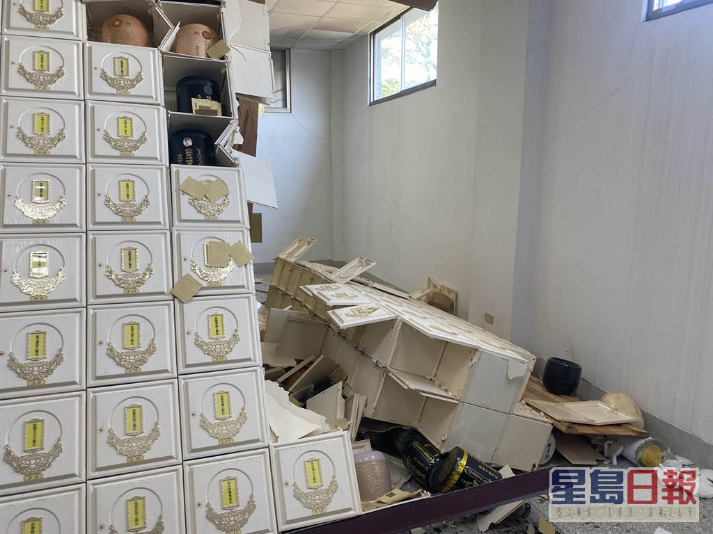 「鹿野納骨塔」放置骨灰甕的2000多個櫃位超過5分之2櫃位受損。網上圖片