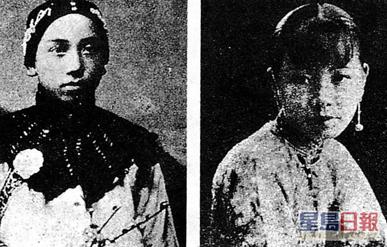 中国电影史上第一部剧情片《庄子试妻》，由黎民伟元配严姗姗（右）饰演女角，是中国电影史上第一位专业女演员，而担任编剧的黎民伟（左）则反串的女主角。