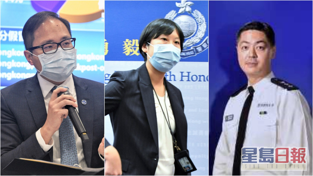 (左起)罗越荣、锺咏敏及郭嘉铨等5人升任助理处长。资料图片