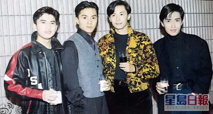 （左起）陆家俊、郑伊健、何宝生及郑梓浩同是91年乐坛小将。