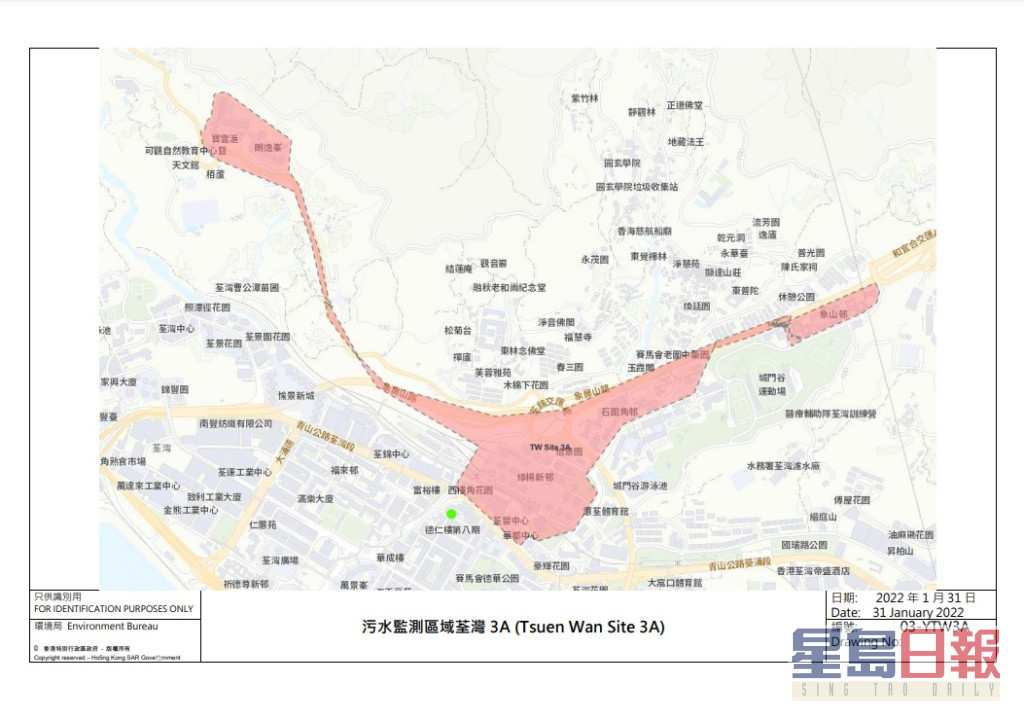 污水监测区域荃湾3A （绿杨新邨、石围角邨及象山邨一带）。